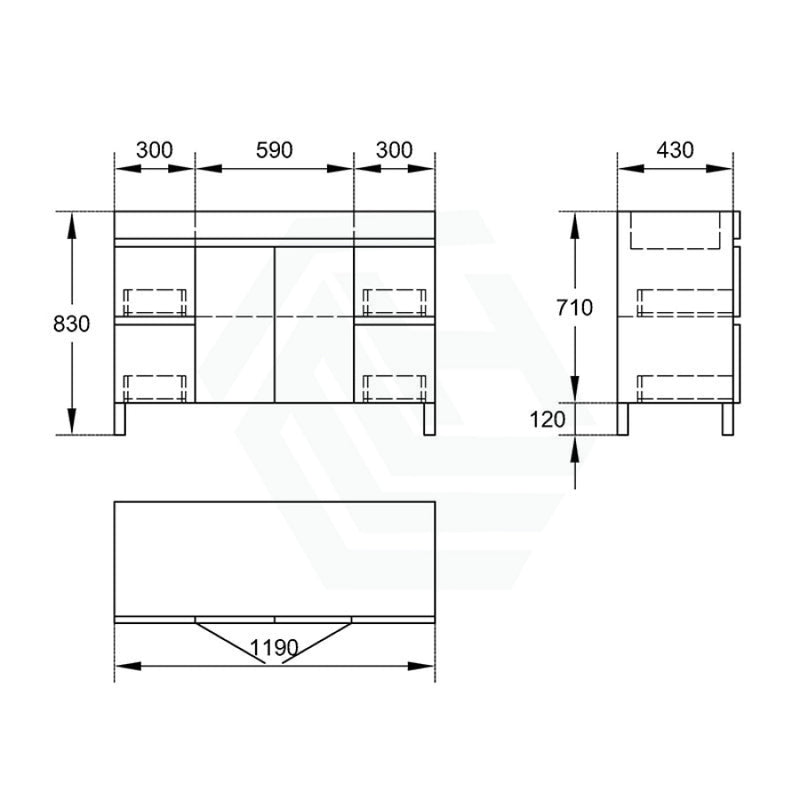 1200/1500/1800Mm 2-Door 4-Drawer Freestanding Bathroom Legs Vanity Single/Double Multi-Colour