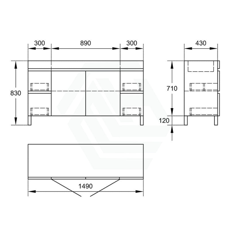 1500Mm Freestanding Bathroom Vanity With Legs Drawers Doors Multi-Colour Cabinet Only Single/double