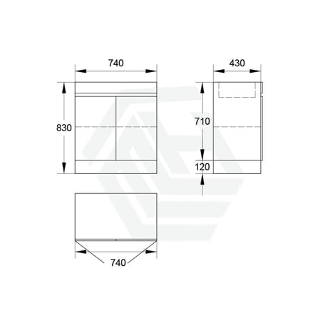 2-Door Freestanding Bathroom Vanity With Kickboard 600/750/900Mm Multi-Colour Cabinet Only 750Mm