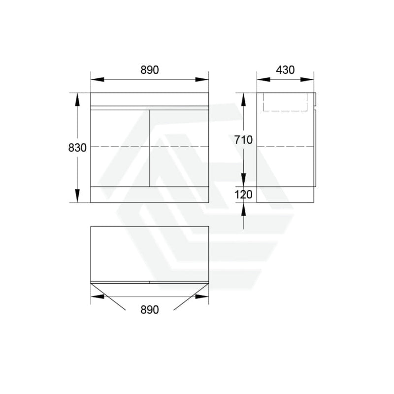 2-Door Freestanding Bathroom Vanity With Kickboard 600/750/900Mm Multi-Colour Cabinet Only 900Mm