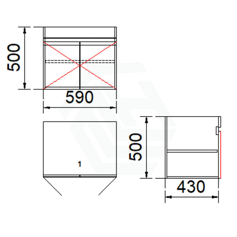 2-Door Wall Hung Bathroom Floating Vanity Single Bowl Multi-Colour Cabinet Only 600Mm Vanities