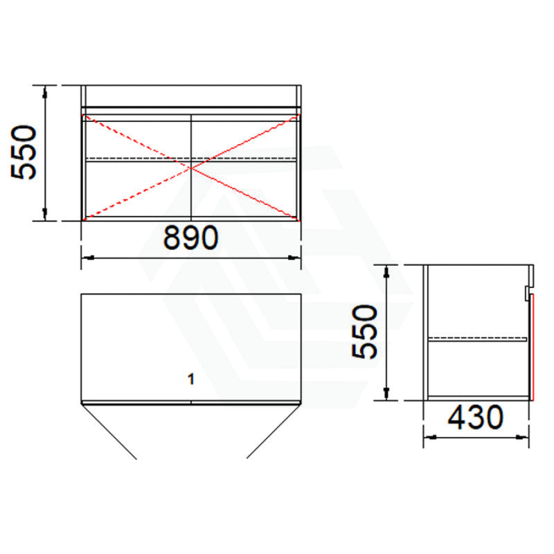 2-Door Wall Hung Bathroom Floating Vanity Single Bowl Multi-Colour Cabinet Only 900Mm Vanities