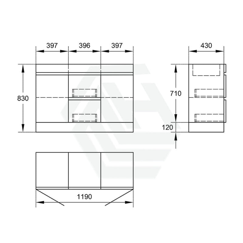 2-Door 2-Mid-Drawer 1200/1500/1800Mm Freestanding Bathroom Vanity Kickboard Single/Double