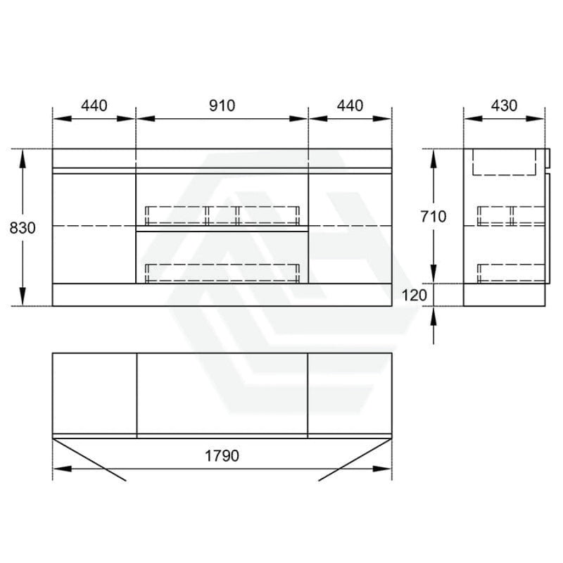 2-Door 2-Mid-Drawer 1200/1500/1800Mm Freestanding Bathroom Vanity Kickboard Single/Double