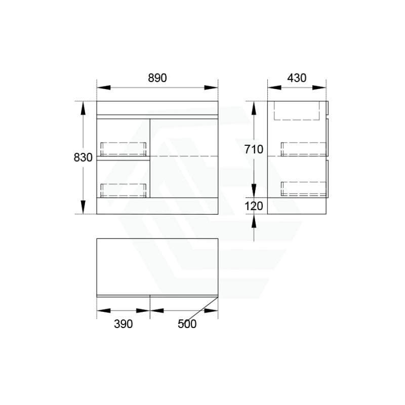 2-Drawer 1-Door 750/900/1200Mm Freestanding Bathroom Vanity Kickboard Single Multi-Colour Cabinet