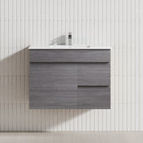 2-Drawer 1-Door 750/900/1200Mm Wall Hung Bathroom Floating Vanity Single Bowl Multi-Colour Cabinet