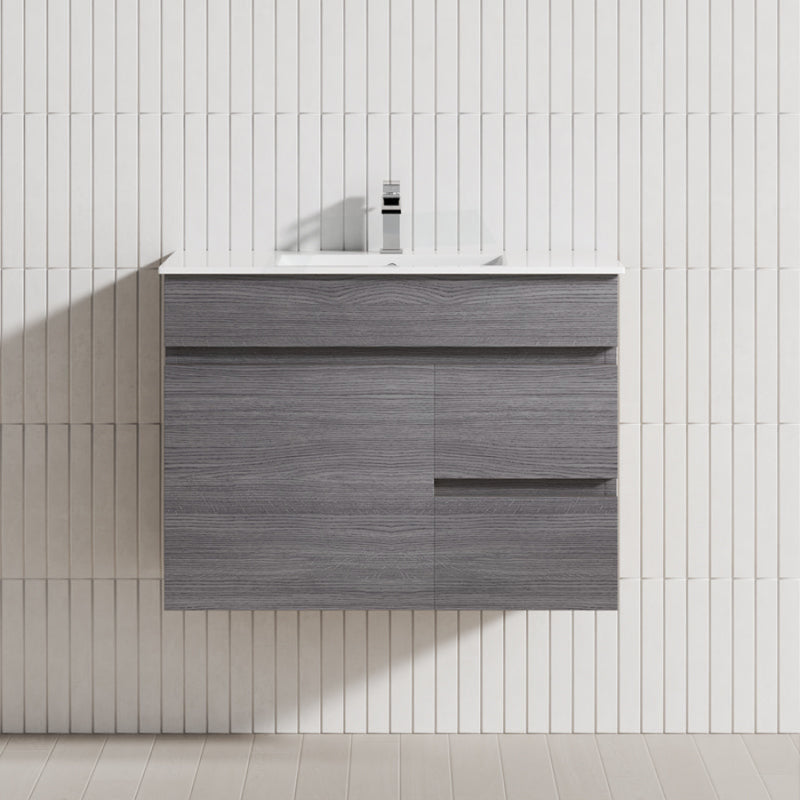 2-Drawer 1-Door 750/900/1200Mm Wall Hung Bathroom Floating Vanity Single Bowl Multi-Colour Cabinet