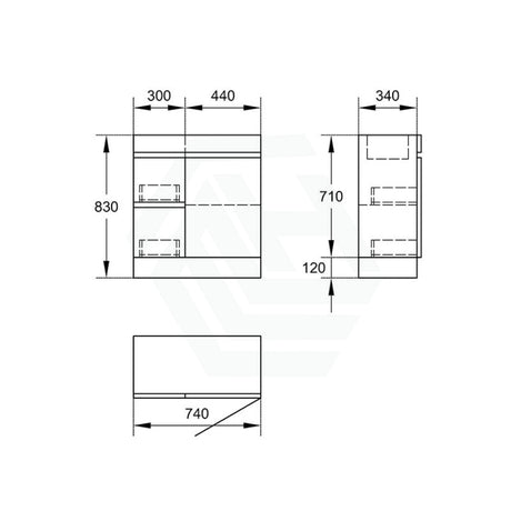 Narrow 2-Drawer 1-Door 750Mm Freestanding Bathroom Vanity Kickboard Multi-Colour Cabinet Only Left