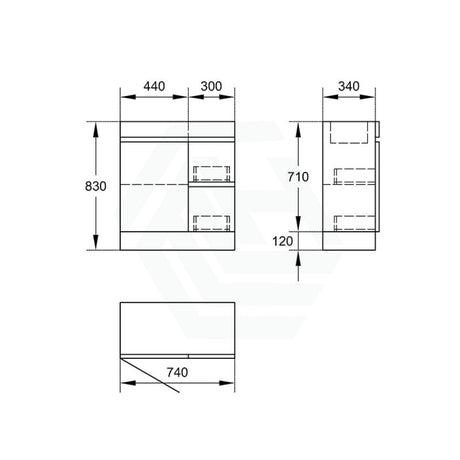 Narrow 2-Drawer 1-Door 750Mm Freestanding Bathroom Vanity Kickboard Multi-Colour Cabinet Only Right