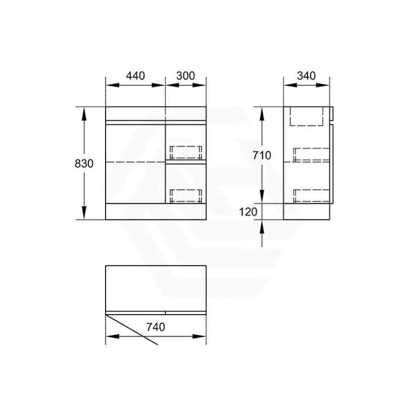 Narrow 2-Drawer 1-Door 750Mm Freestanding Bathroom Vanity Kickboard Multi-Colour Cabinet Only Right