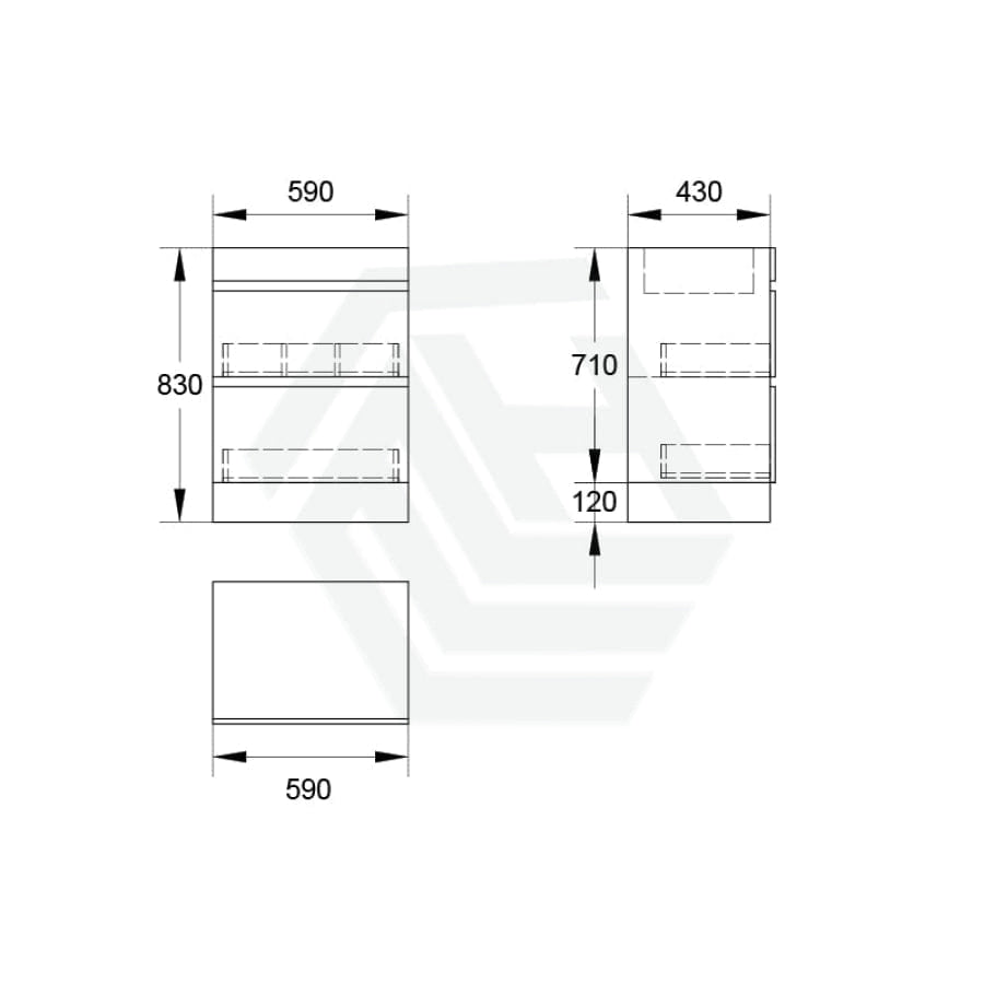 2-Drawer 600/750/900/1200Mm Freestanding Bathroom Vanity Kickboard Single Multi-Colour Cabinet Only