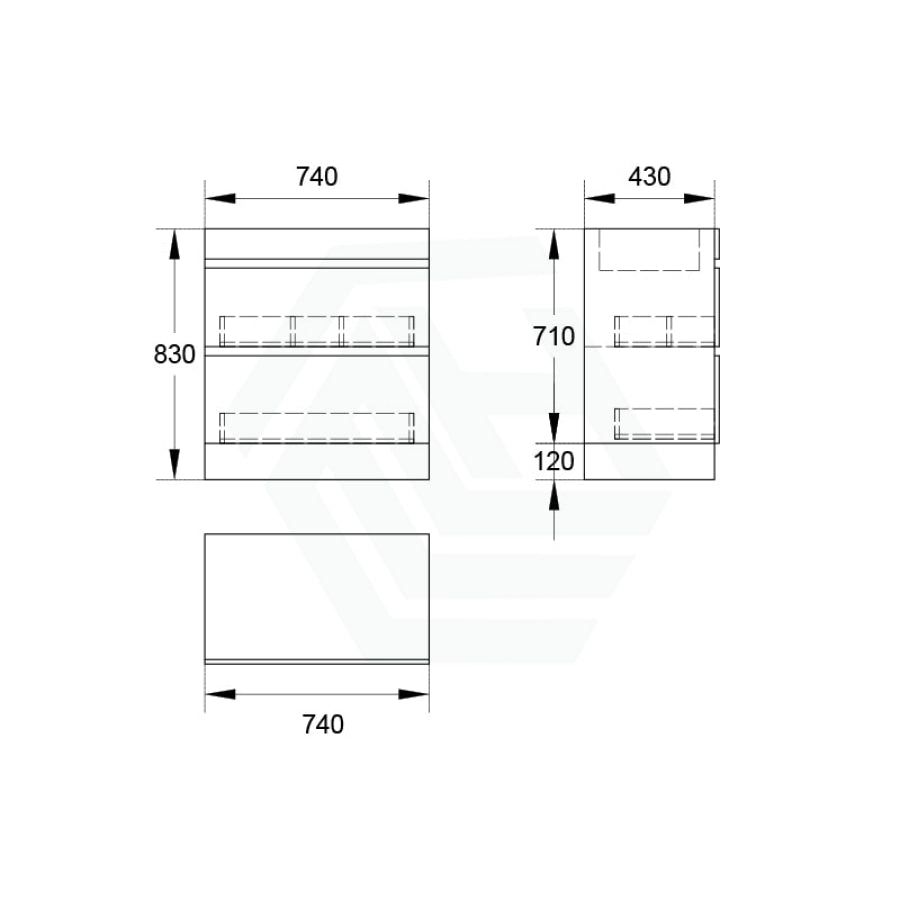 2-Drawer 600/750/900/1200Mm Freestanding Bathroom Vanity Kickboard Single Multi-Colour Cabinet Only