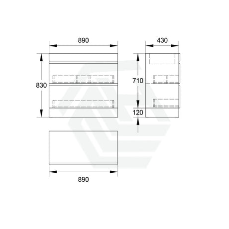 2-Drawer 600/750/900/1200Mm Freestanding Bathroom Vanity Kickboard Single Multi-Colour Cabinet Only