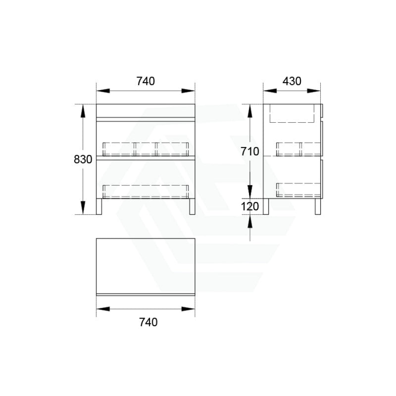 600/750/900/1200Mm 2-Drawer Freestanding Bathroom Vanity With Legs Multi-Colour Cabinet Only 750Mm