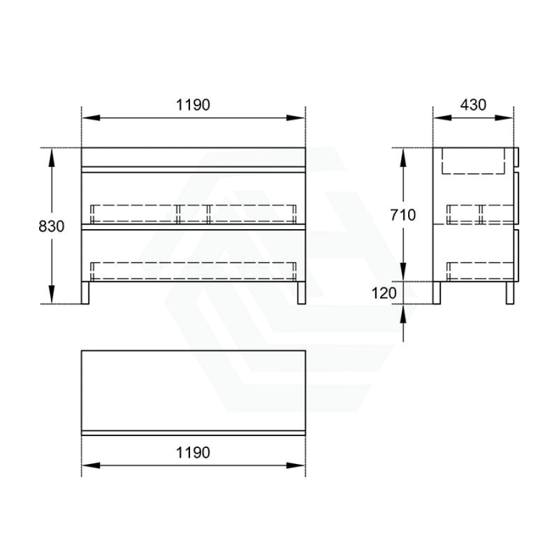 600/750/900/1200Mm 2-Drawer Freestanding Bathroom Vanity With Legs Multi-Colour Cabinet Only