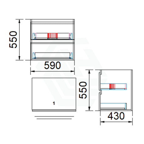 2-Drawer Wall Hung Bathroom Floating Vanity Single Bowl Multi-Colour Cabinet Only 600Mm Vanities