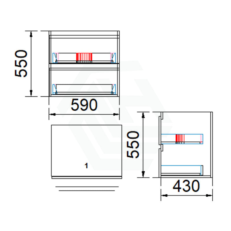 2-Drawer Wall Hung Bathroom Floating Vanity Single Bowl Multi-Colour Cabinet Only 600Mm Vanities