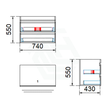 2-Drawer Wall Hung Bathroom Floating Vanity Single Bowl Multi-Colour Cabinet Only 750Mm Vanities