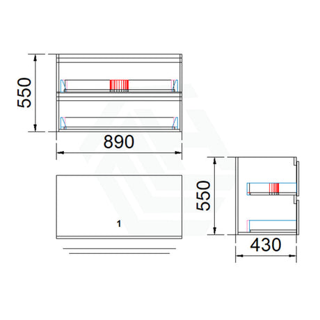 2-Drawer Wall Hung Bathroom Floating Vanity Single Bowl Multi-Colour Cabinet Only 900Mm Vanities