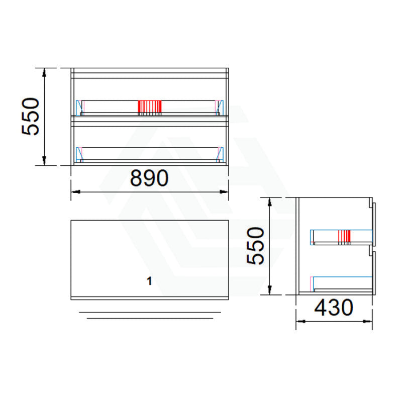 2-Drawer Wall Hung Bathroom Floating Vanity Single Bowl Multi-Colour Cabinet Only 900Mm Vanities