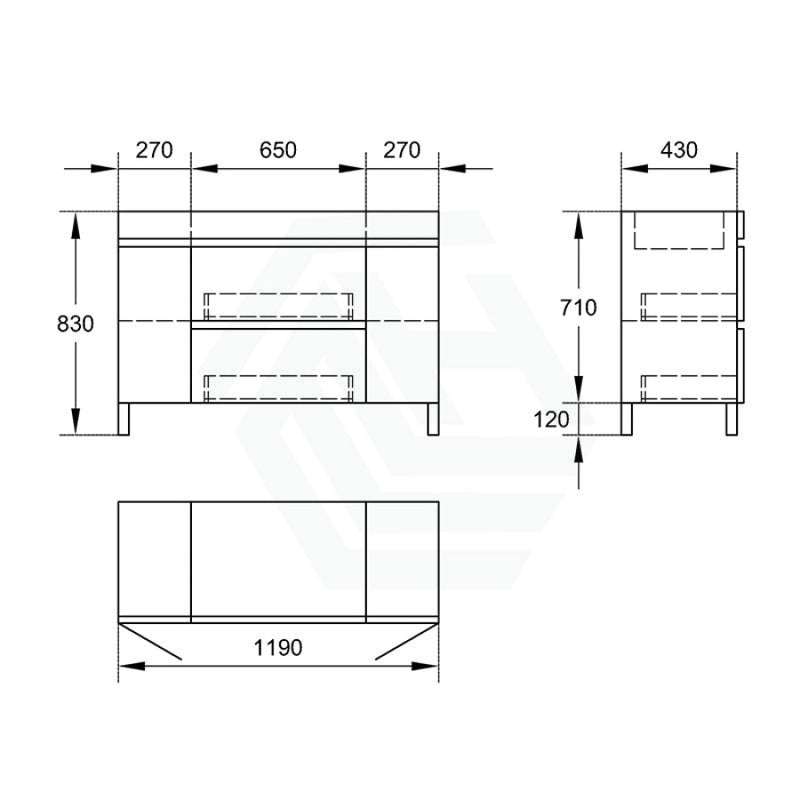 1200/1500/1800Mm 2-Drawer 2-Door Bathroom Freestanding Leg Vanity Single/Double Multi-Colour Cabinet