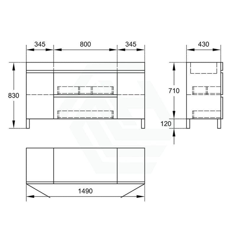 1200/1500/1800Mm 2-Drawer 2-Door Bathroom Freestanding Leg Vanity Single/Double Multi-Colour Cabinet