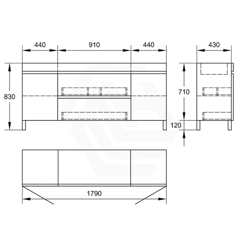 1200/1500/1800Mm 2-Drawer 2-Door Bathroom Freestanding Leg Vanity Single/Double Multi-Colour Cabinet