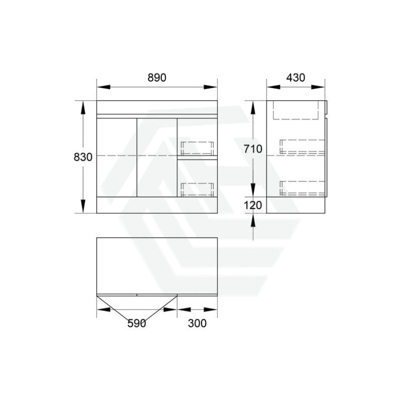 2-Drawer 2-Door 900/1200Mm Freestanding Bathroom Vanity Kickboard Single Multi-Colour Cabinet Only