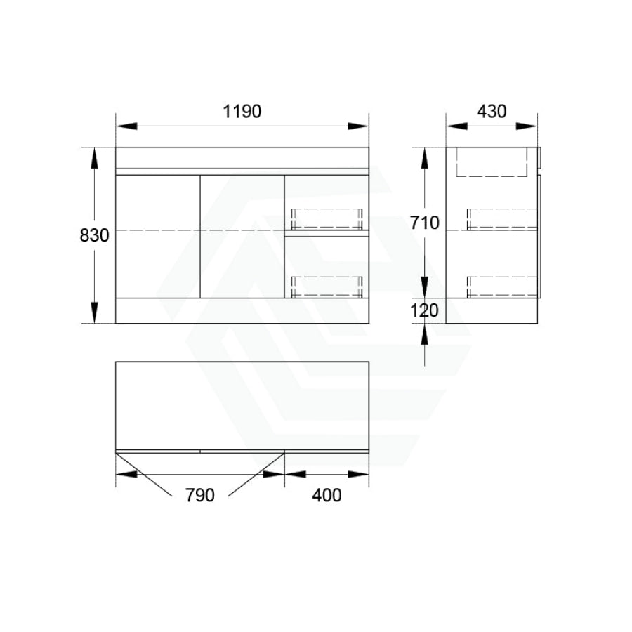 2-Drawer 2-Door 900/1200Mm Freestanding Bathroom Vanity Kickboard Single Multi-Colour Cabinet Only