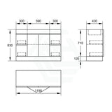 1200Mm Freestanding Bathroom Vanity With Kickboard Drawers Doors Multi-Colour Cabinet Only Single