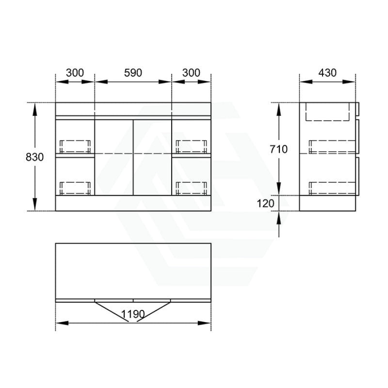 1200Mm Freestanding Bathroom Vanity With Kickboard Drawers Doors Multi-Colour Cabinet Only Single