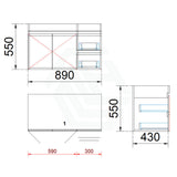 2-Drawer 2-Door Wall Hung Bathroom Floating Vanity Single Bowl Multi-Colour Cabinet Only 900Mm /