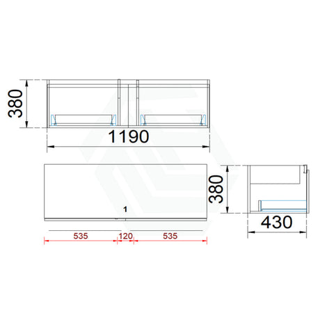 2-Drawer Flat 1200/1500/1800Mm Wall Hung Bathroom Floating Vanity Multi-Colour Cabinet Only Vanities