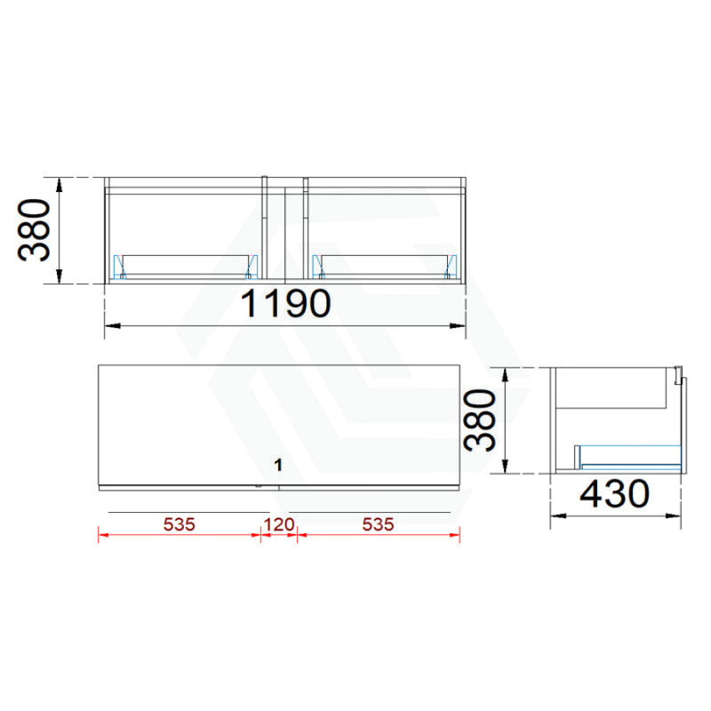 2-Drawer Flat 1200/1500/1800Mm Wall Hung Bathroom Floating Vanity Multi-Colour Cabinet Only Vanities