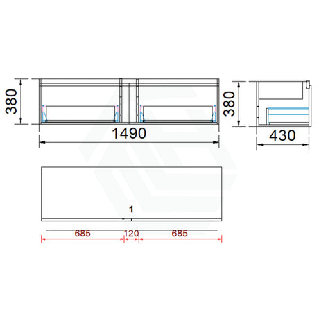 2-Drawer Flat 1200/1500/1800Mm Wall Hung Bathroom Floating Vanity Multi-Colour Cabinet Only Vanities