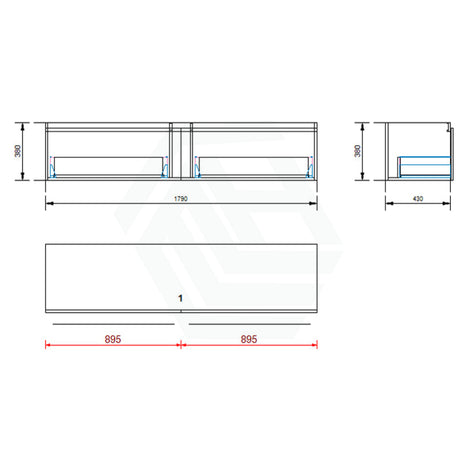 2-Drawer Flat 1200/1500/1800Mm Wall Hung Bathroom Floating Vanity Multi-Colour Cabinet Only Vanities