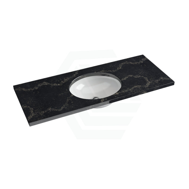 20/40/60Mm Gloss Black Swan Stone Top Calacatta Quartz With Undermount Basin Vanity Tops