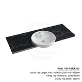 20/40/60Mm Gloss Black Swan Stone Top Quartz With Semi-Recessed Basin 600X460Mm / 20Mm Pd-Psr4343