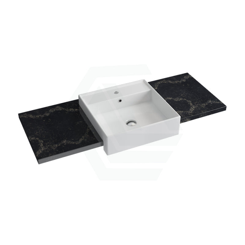 20/40/60mm Gloss Black Swan Stone Top Quartz with Semi-Recessed Basin 600-1800mm