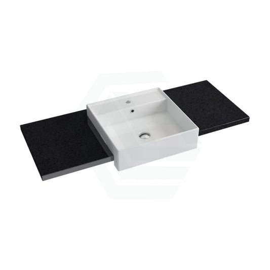 20/40/60mm Gloss Black Stone Top Quartz With Semi-Recessed Basin