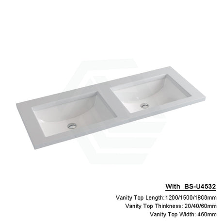 20/40/60Mm Gloss Silk White Stone Top Calacatta Quartz With Undermount Basin 1200X460Mm Double Bowls