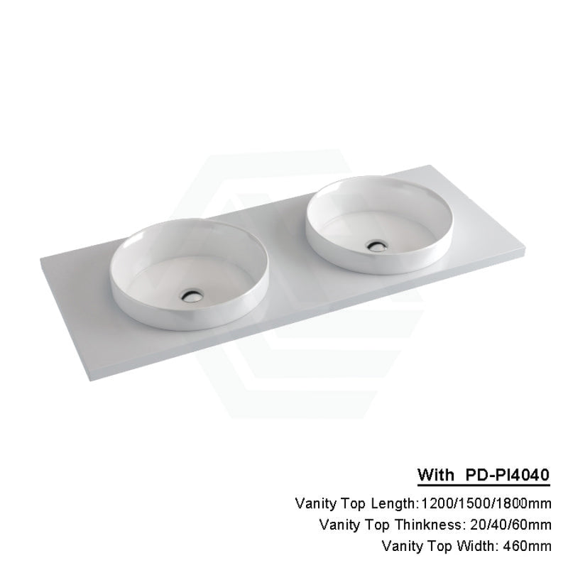 20/40/60Mm Gloss Silk White Stone Top Quartz With Inset Basin 1200X460Mm Double Bowls / 20Mm