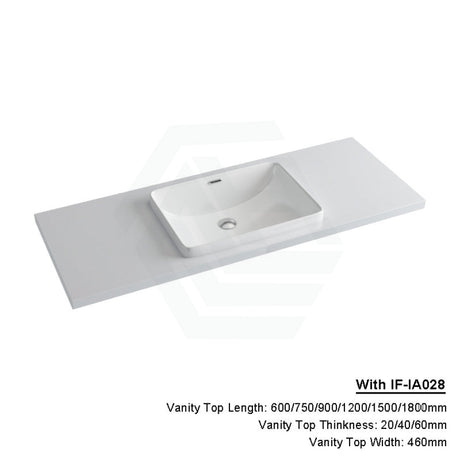 20/40/60Mm Gloss Silk White Stone Top Quartz With Inset Basin 600X460Mm / 20Mm If-Ia028 (450X330Mm)