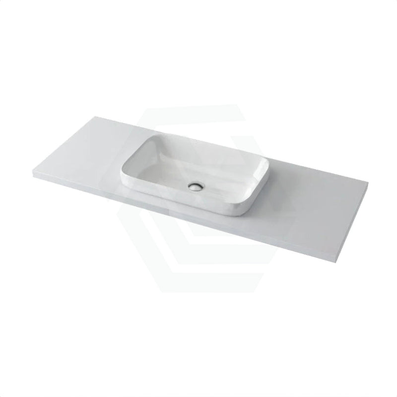 20/40/60Mm Gloss Silk White Stone Top Quartz With Inset Basin Vanity Tops