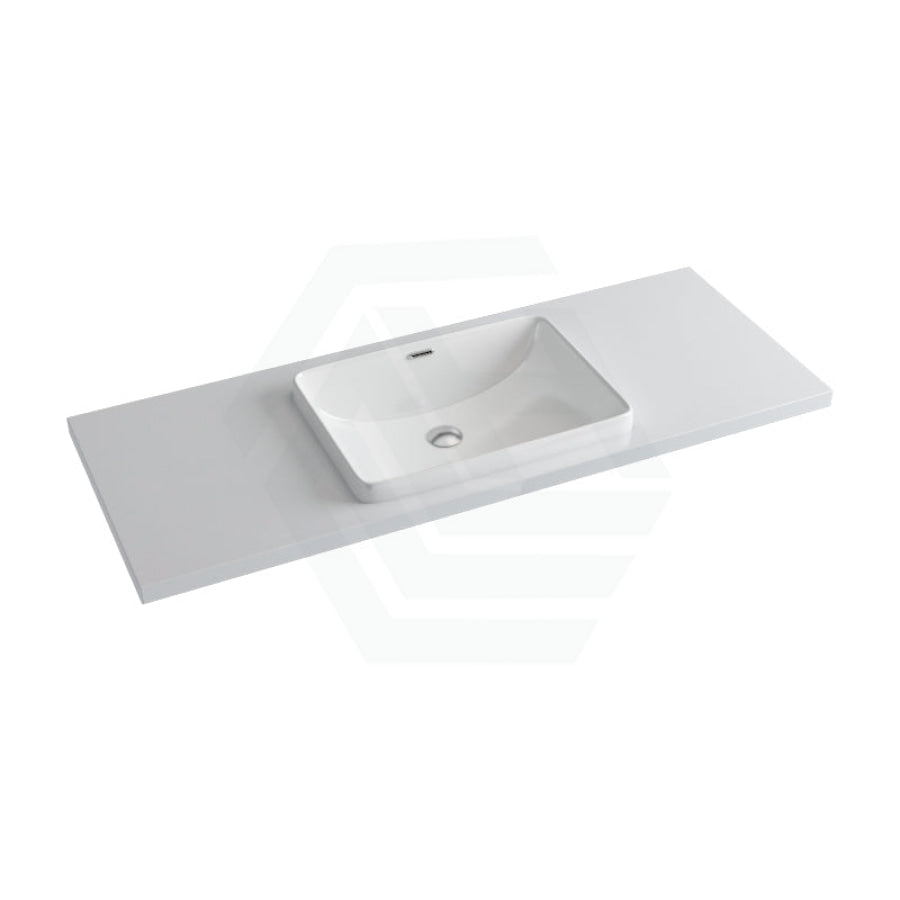 20/40/60Mm Gloss Silk White Stone Top Quartz With Inset Basin Vanity Tops