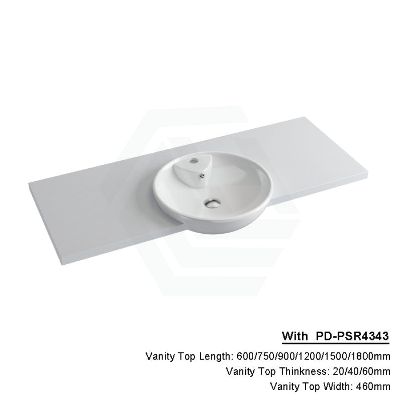 20/40/60Mm Gloss Silk White Stone Top Quartz With Semi-Recessed Basin 600X460Mm / 20Mm Pd-Psr4343