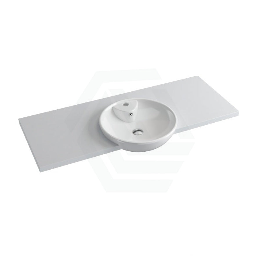 20/40/60Mm Gloss Silk White Stone Top Quartz With Semi-Recessed Basin Vanity Tops