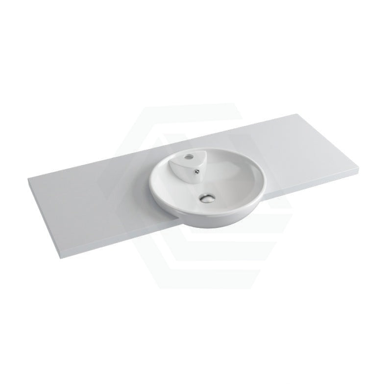 20/40/60Mm Gloss Silk White Stone Top Quartz With Semi-Recessed Basin Vanity Tops