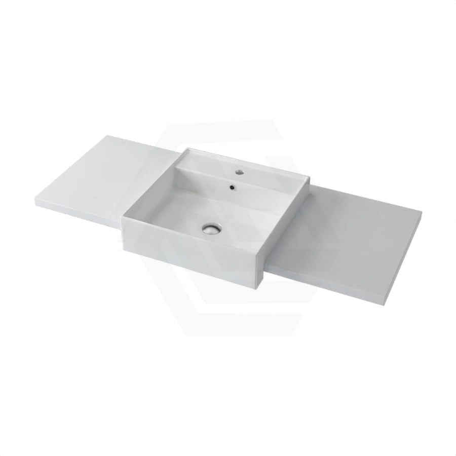 20/40/60Mm Gloss Silk White Stone Top Quartz With Semi-Recessed Basin Vanity Tops