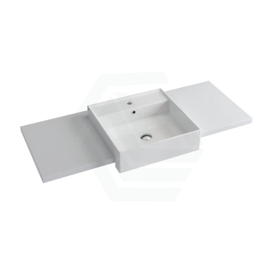 20/40/60mm Gloss Silk White Stone Top Quartz With Semi-Recessed Basin